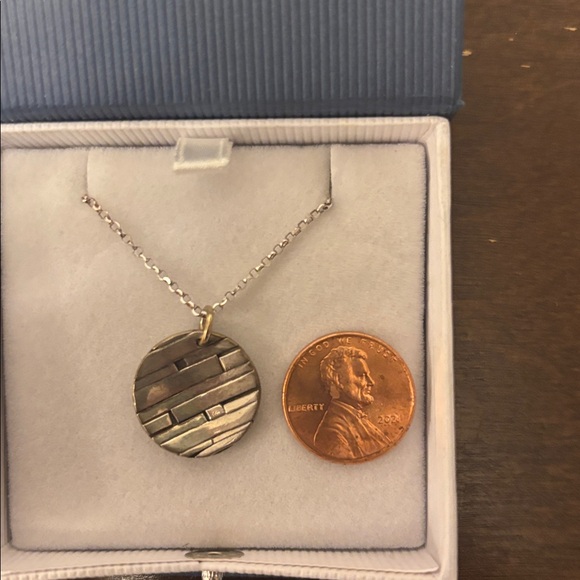 Sterling Silver Artisan Fused Circle Necklace - Picture 5 of 5